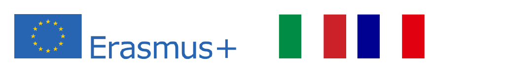 Logo Erasmus +, drapeau italien, drapeau français